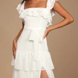 Lulu's NWT Dear To My Heart Ruffled Midi Dress. Size M